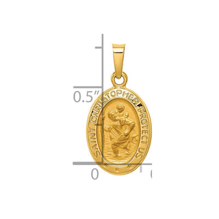 14k Yellow Gold Polished and Satin St. Christopher Medal Pendant XR1304