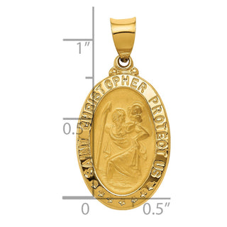 14k Yellow Gold Polished and Satin St. Christopher Medal Pendant XR1305