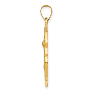 14k Yellow Gold Polished and Satin St. Michael Badge Medal Pendant XR1306