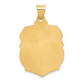 14k Yellow Gold Polished and Satin St. Michael Badge Medal Pendant XR1306
