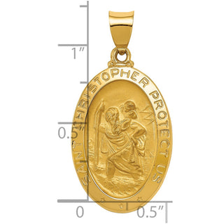 14k Yellow Gold Polished and Satin St. Christopher Medal Pendant XR1308