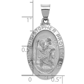 14k White Gold Polished and Satin St. Christopher Medal Pendant XR1309