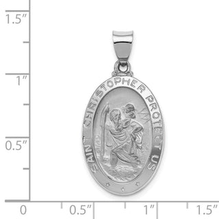 14k White Gold Polished and Satin St. Christopher Medal Pendant XR1309