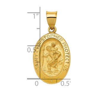 14k Yellow Gold Polished and Satin St. Christopher Medal Pendant XR1310