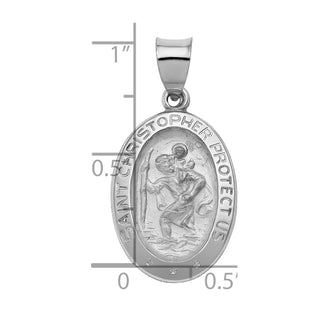 14k White Gold Polished and Satin St. Christopher Medal Pendant XR1311