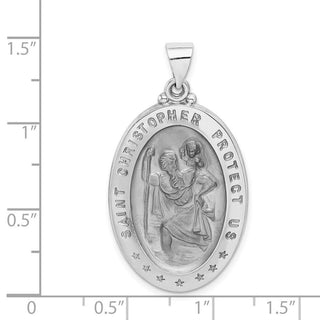 14k White Gold Polished and Satin St. Christopher Medal Pendant XR1312