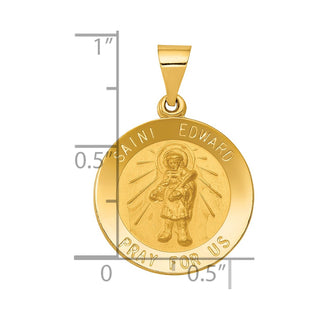 14k Yellow Gold Polished and Satin St. Edward Medal Pendant