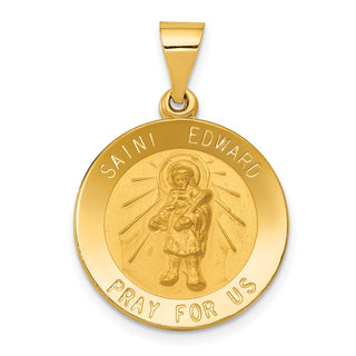 14k Yellow Gold Polished and Satin St. Edward Medal Pendant