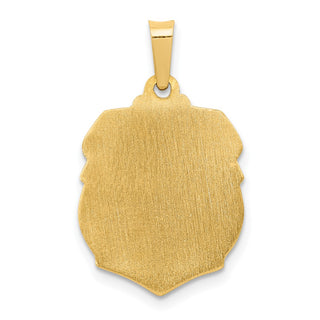 14k Yellow Gold Polished and Satin St. Michael Badge Medal Pendant XR1314