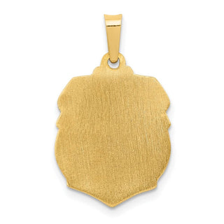 14k Yellow Gold Polished and Satin St. Michael Badge Medal Pendant XR1314