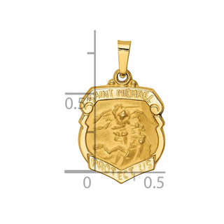 14k Yellow Gold Polished and Satin St. Michael Badge Medal Pendant XR1314