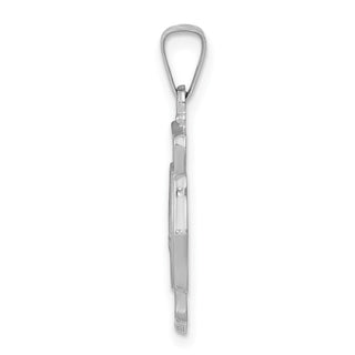14k White Gold Polished and Satin St. Florian Badge Pendant
