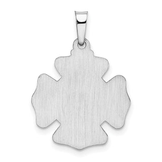 14k White Gold Polished and Satin St. Florian Badge Pendant