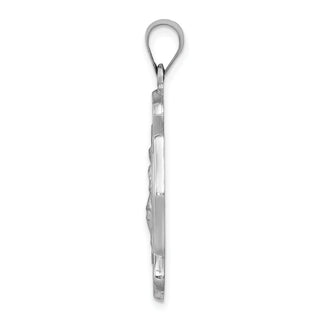 14k White Gold Polished and Satin St. Florian Badge Medal Pendant