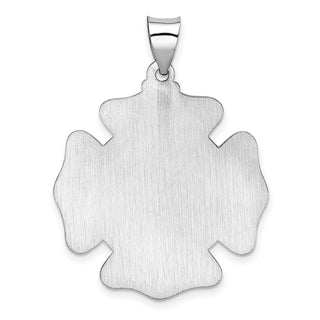 14k White Gold Polished and Satin St. Florian Badge Medal Pendant