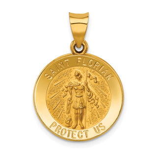 14k Yellow Gold Polished and Satin St. Florian Medal Pendant XR1317