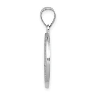 14k White Gold Polished and Satin St. Florian Medal Pendant