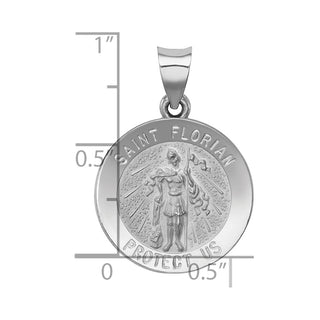 14k White Gold Polished and Satin St. Florian Medal Pendant