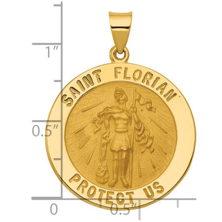 14k Yellow Gold Polished and Satin St. Florian Medal Pendant XR1320
