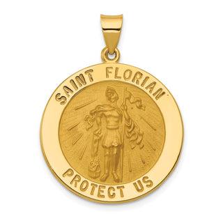 14k Yellow Gold Polished and Satin St. Florian Medal Pendant XR1320