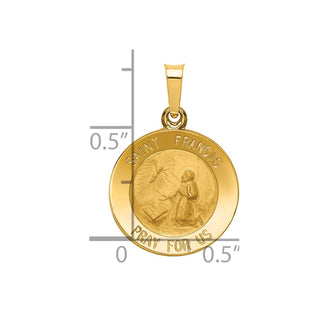 14k Yellow Gold Polished and Satin St. Francis Medal Pendant XR1321