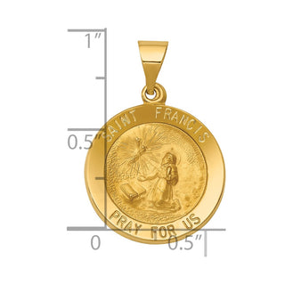 14k Yellow Gold Polished and Satin St. Francis Medal Pendant XR1322