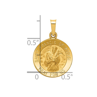 14k Yellow Gold Polished and Satin St. Francis Of Assisi Medal Pendant XR1324