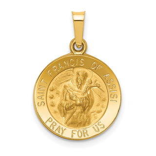 14k Yellow Gold Polished and Satin St. Francis Of Assisi Medal Pendant XR1324
