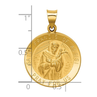 14k Yellow Gold Polished and Satin St. Francis Of Assisi Medal Pendant XR1325
