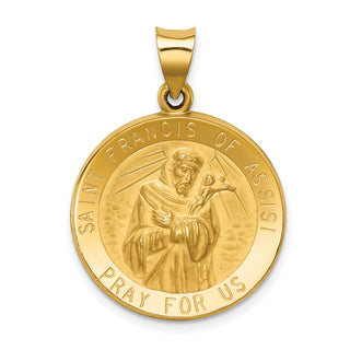 14k Yellow Gold Polished and Satin St. Francis Of Assisi Medal Pendant XR1325
