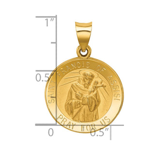 14k Yellow Gold Polished and Satin St. Francis Of Assisi Medal Pendant XR1326