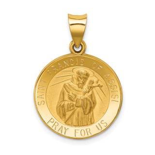 14k Yellow Gold Polished and Satin St. Francis Of Assisi Medal Pendant XR1326