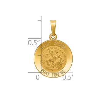 14k Yellow Gold Polished and Satin St. George Medal Pendant XR1328