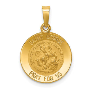 14k Yellow Gold Polished and Satin St. George Medal Pendant XR1328