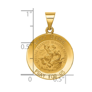 14k Yellow Gold Polished and Satin St. George Medal Pendant XR1329