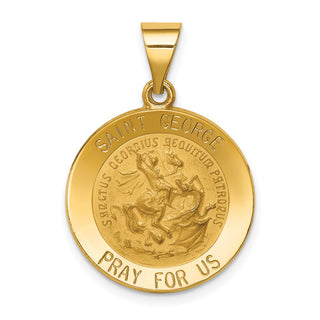 14k Yellow Gold Polished and Satin St. George Medal Pendant XR1329