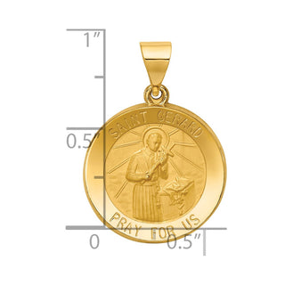 14k Yellow Gold Polished and Satin St. Gerard Medal Pendant XR1331
