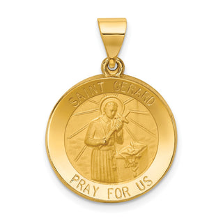 14k Yellow Gold Polished and Satin St. Gerard Medal Pendant XR1331