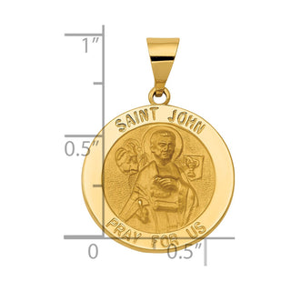 14k Yellow Gold Polished and Satin St. John Medal Pendant