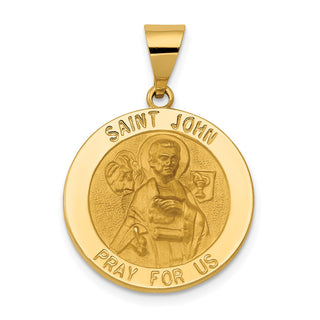 14k Yellow Gold Polished and Satin St. John Medal Pendant