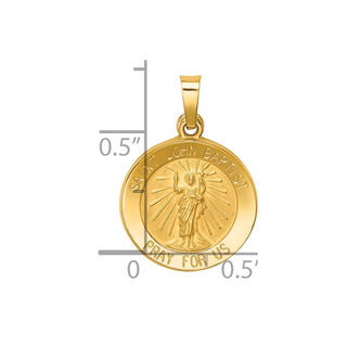 14k Yellow Gold Polished and Satin St. John Baptist Medal Pendant XR1334