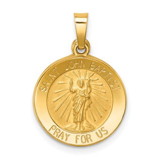 14k Yellow Gold Polished and Satin St. John Baptist Medal Pendant XR1334