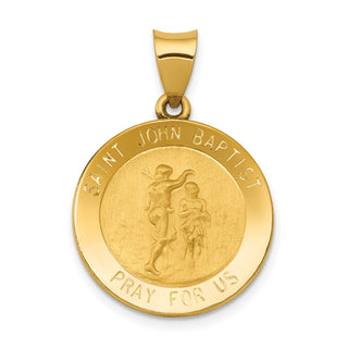 14k Yellow Gold Polished and Satin St. John Baptist Medal Pendant XR1336