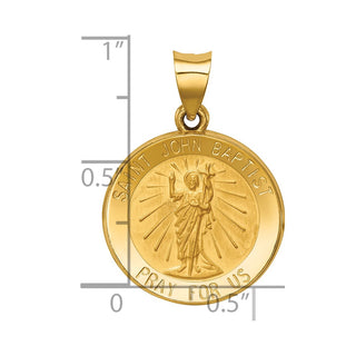 14k Yellow Gold Polished and Satin St. John Baptist Medal Pendant XR1337