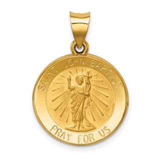 14k Yellow Gold Polished and Satin St. John Baptist Medal Pendant XR1337
