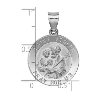 14k White Gold Polished and Satin St. Joseph Medal Pendant