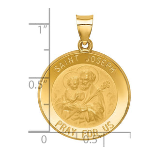 14k Yellow Gold Polished and Satin St. Joseph Medal Pendant XR1341