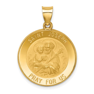 14k Yellow Gold Polished and Satin St. Joseph Medal Pendant XR1341