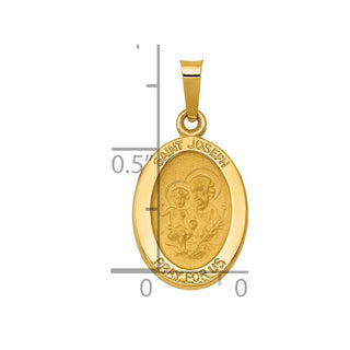 14k Yellow Gold Polished and Satin St. Joseph Medal Pendant XR1343