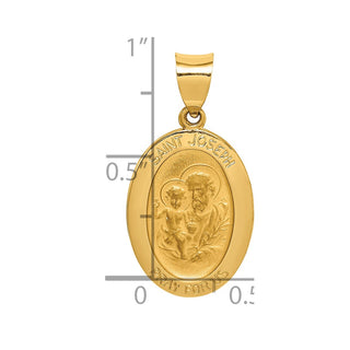 14k Yellow Gold Polished and Satin St. Joseph Medal Pendant XR1344